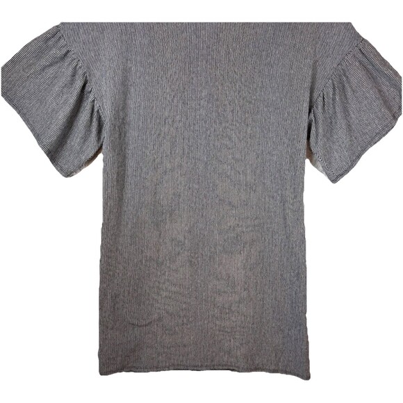 Zara Trafaluc Womens T-Shirt Dress Size Small Black White Striped Flutter Sleeve - Picture 4 of 12